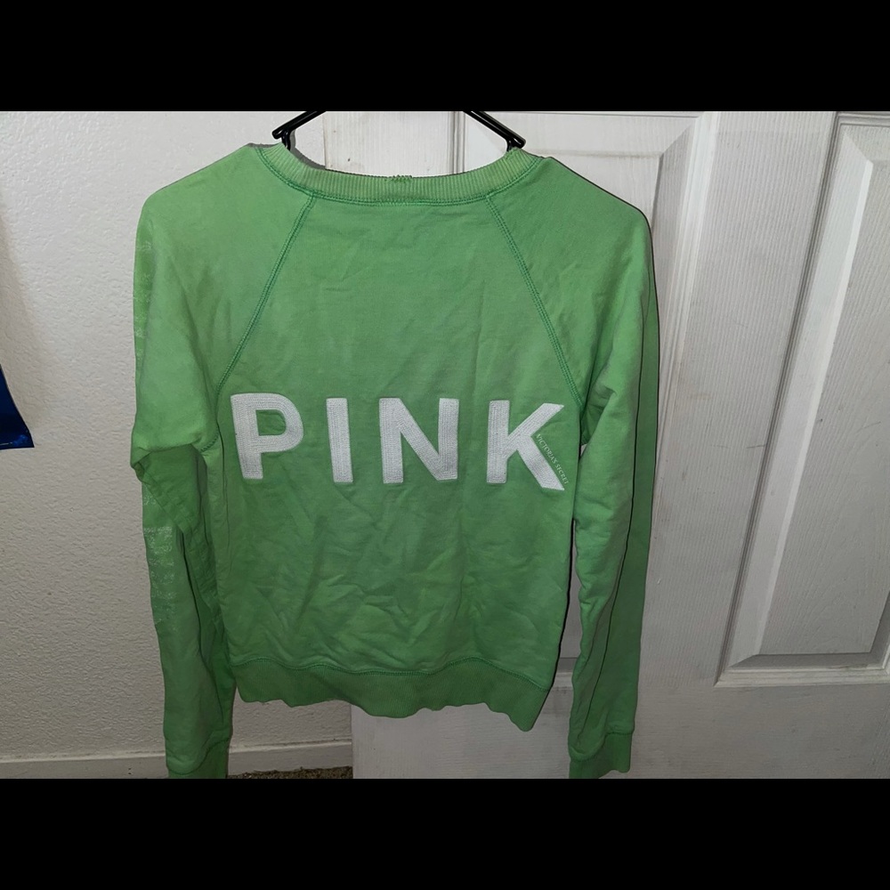 Pink by Victoria secret green sweatshirt